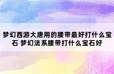 梦幻西游大唐用的腰带最好打什么宝石 梦幻法系腰带打什么宝石好